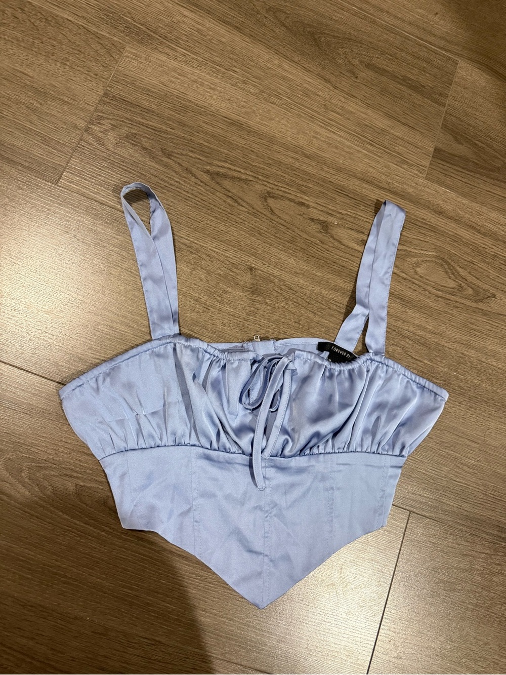 Forever 21 Light Blue Satin Crop Top